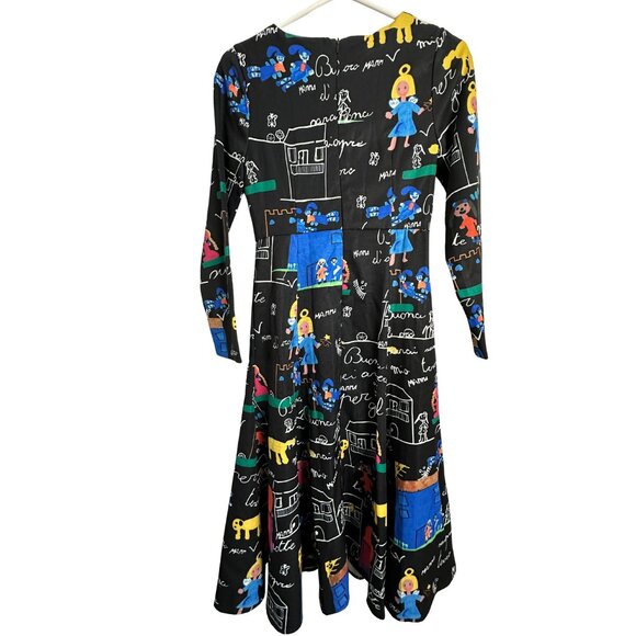 School Print Illustraded Midi Dress XS - Picture 3 of 8